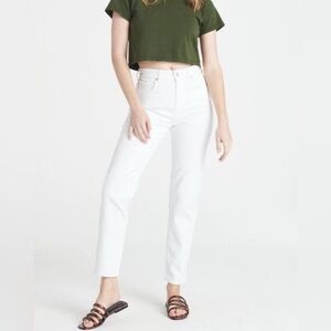 NWT CQY Denim white mid rise straight leg Jeans Size 26